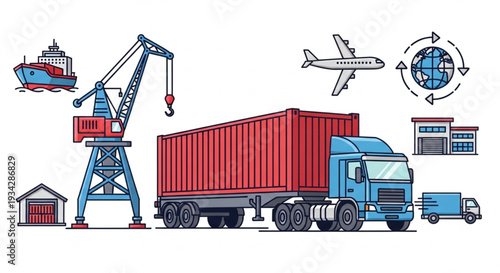Logistics and Transportation Illustration.