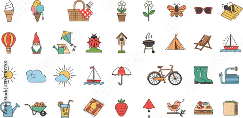 Colorful summer elements collection for design projects