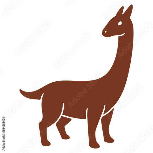 Stylized Brown Llama Silhouette Illustration against White Background for Creative Animal Themed Projects and Design Elements