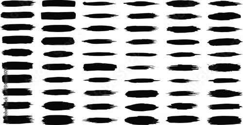 A set of vector line art brush strokes in silhouette mode on a white background for design