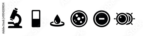Science icons representing laboratory research, medical analysis, and biological study concepts, perfect for educational and scientific design.