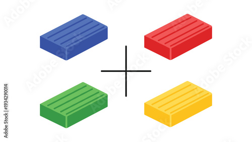 Four color-coded rectangular blocks arranged in a cross pattern.
