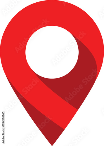 Red location pinpoint icon on a white background for navigation or mapping purposes