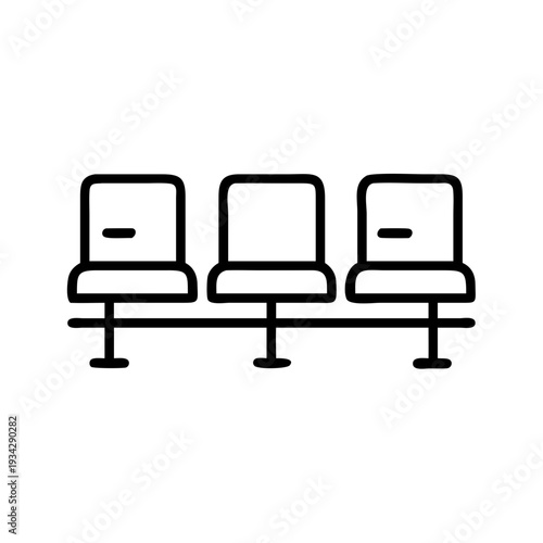 Waiting room chairs airport seating public seat terminal furniture row bench minimalist line art icon design