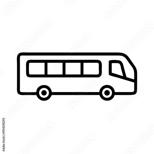Simple bus icon public transportation vehicle transport autobus coach travel line drawing vector illustration