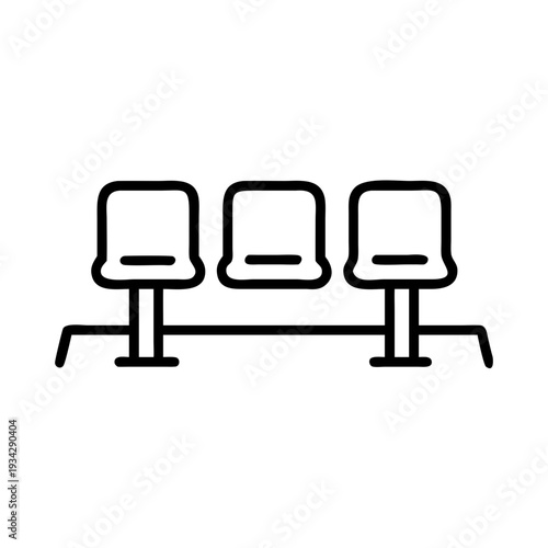 Waiting room chairs vector icon illustration for airport hospital and public seating area design element