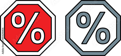 Contrasting icons representing percentage with different status indicators