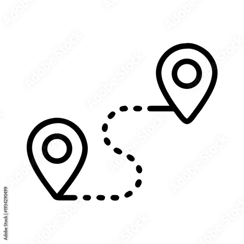 Find the best route map direction with pin location icon for travel destination and navigation app