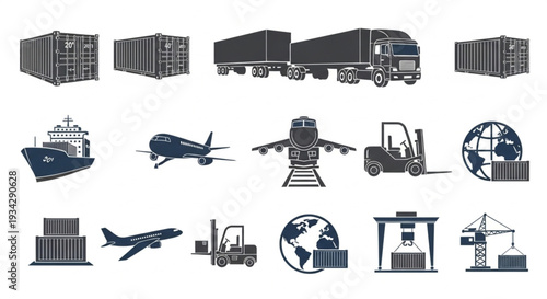 Logistics Transportation Icons and Symbols.