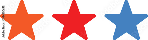 Three multicolored stars arranged horizontally in a rating display format.