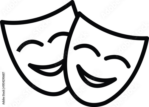 Theater masks comedy tragedy performing arts icon