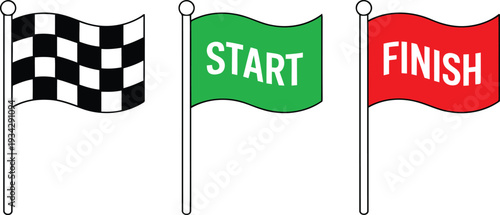 Race flags indicating checkered start and finish line positions in an event.