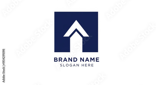 Modern Real Estate Company Logo Design Template with Arrow Icon.