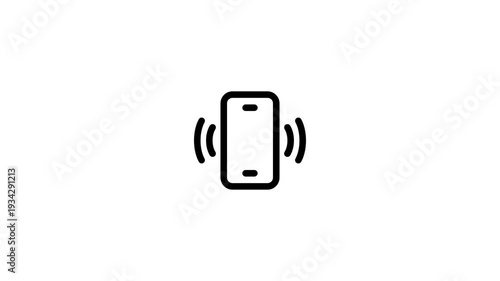 Vibrating Smartphone Icon - Minimalist Black Line Art Mobile Phone Ringing or Notification Alert Symbol on White Background