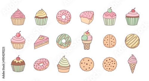 Assorted sweets and desserts illustration