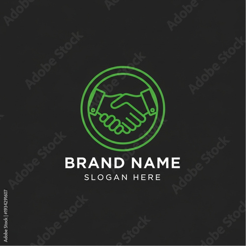 Simple handshake logo design template for corporate branding and partnership.
