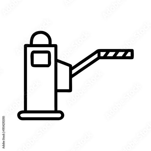 Automatic toll booth gate system for traffic control security access barrier line art vector illustration