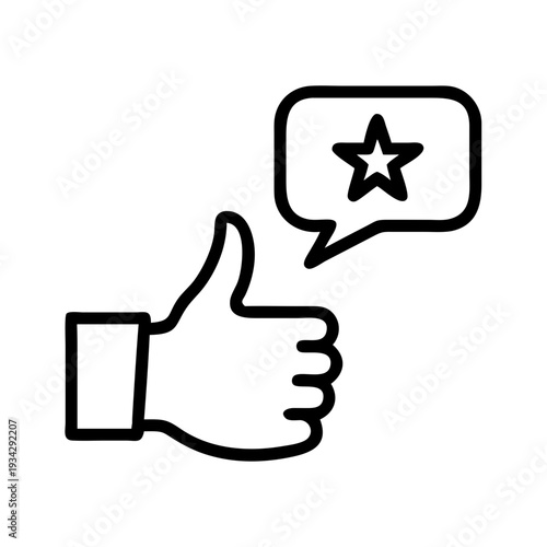 Thumbs up with star feedback illustration for positive review like rating and recommendation icon design