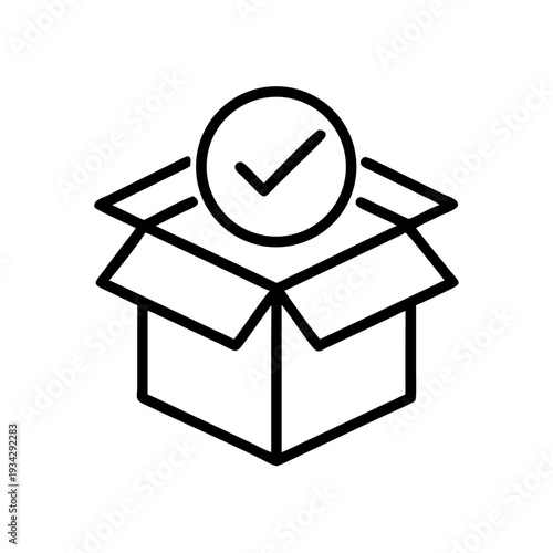 Completed order fulfillment box icon vector illustration for delivery and shipping service concept