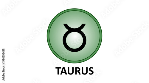 aurus zodiac sign icon on green circle. Bull astrological symbol for horoscope.