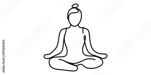 Minimalist one line art yoga meditation woman illustration