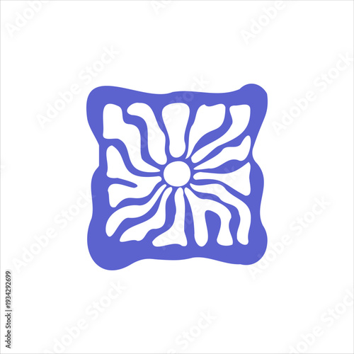 Hand Drawn Floral Block Print, Abstract Organic Nature Stamp