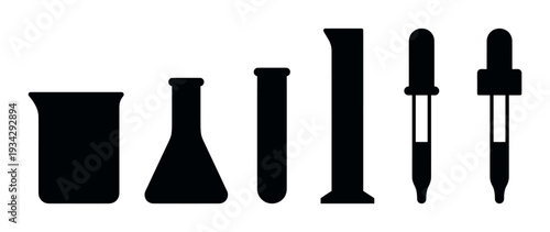 Laboratory glassware and science equipment silhouettes are fundamental tools used for various chemical experiments.