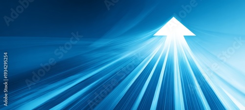 Blue arrow growth up or upward on fast speed to target goal. Generative AI technology.
