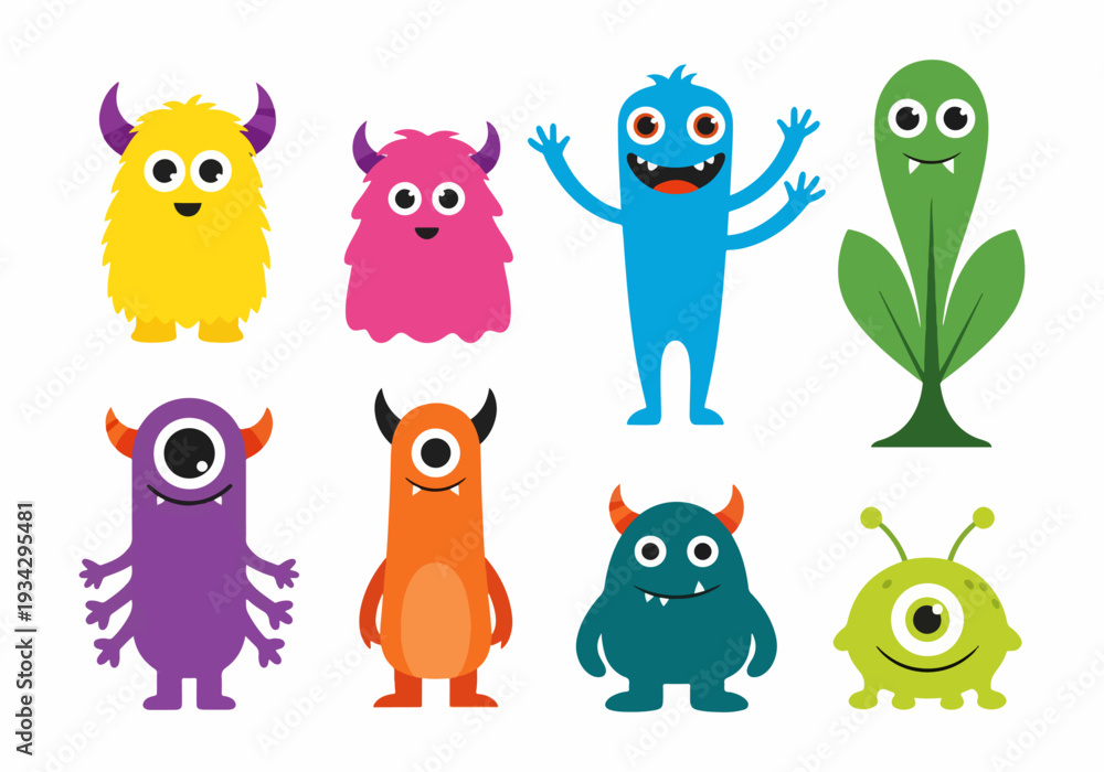 Naklejka premium Bright and Cheerful Monster Party Vector Illustration