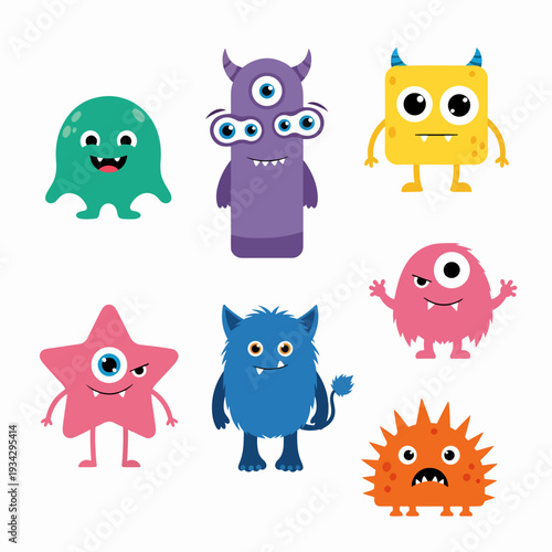 Adorable fluffy monster collection with bright colors perfect for nursery decorations