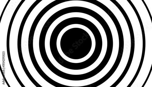 Radial halftone signal wave illustration with black concentric circles on white. Use this versatile graphic to represent epicenters, sonar, or radar pulses in medical, scientific, or tech layouts.