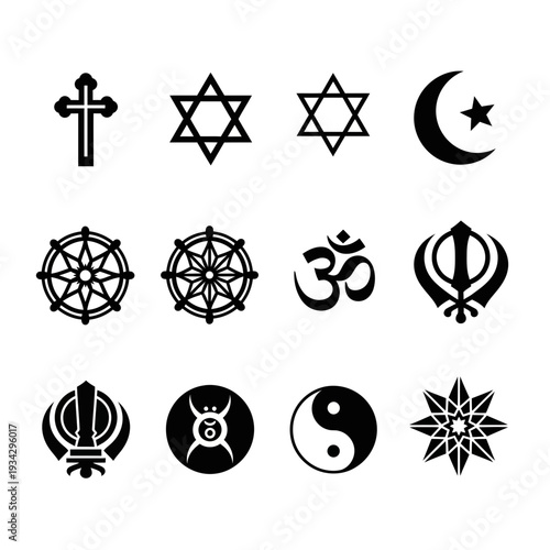Symbols of different world religions