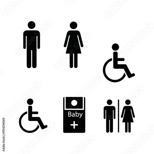 Restroom symbols for different users