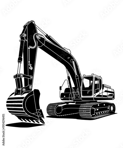 Heavy Construction Excavator Vector Illustration