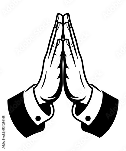 
Praying Hands Vector Line Art Illustration
