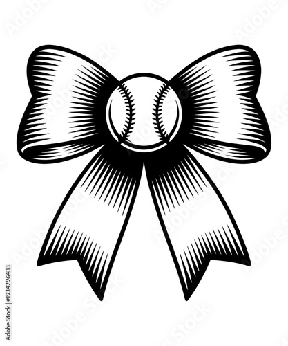 Baseball Ribbon Bow Vector Illustration