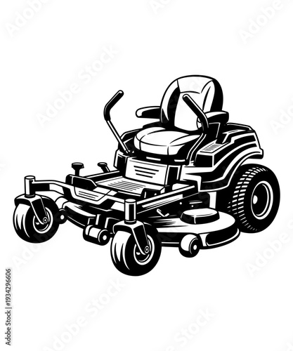 Professional Zero-Turn Riding Lawn Mower Vector Illustration
