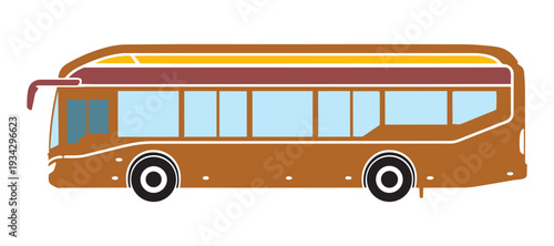 Color illustration of modern passenger bus with windows