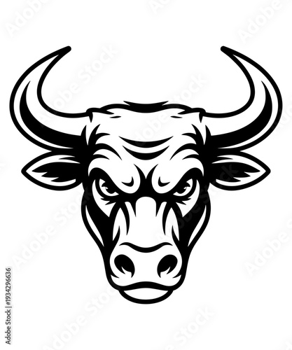 Aggressive Bull Head Vector Mascot