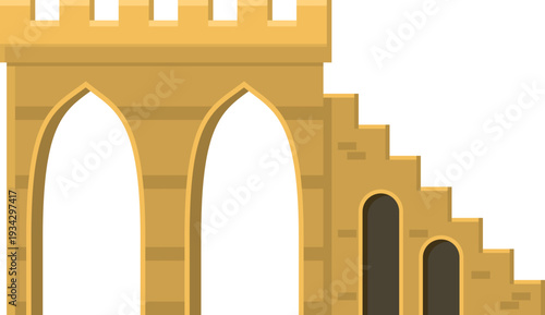 Medieval castle architecture showing arches and stone stairs