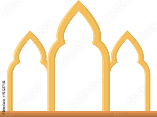 Golden Islamic archways celebrating religion and decoration