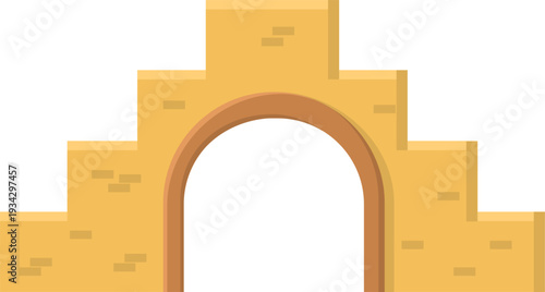 Desert archway in adobe building with steps
