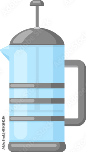 French press coffee maker preparing hot beverage