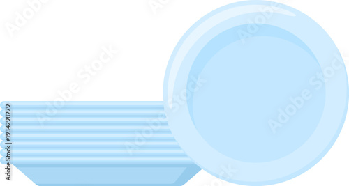 Stack of clean blue plates representing kitchenware
