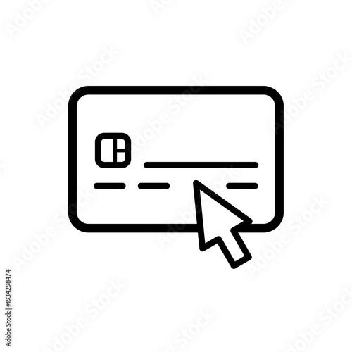 Credit card with mouse cursor, online payment and banking vector icon