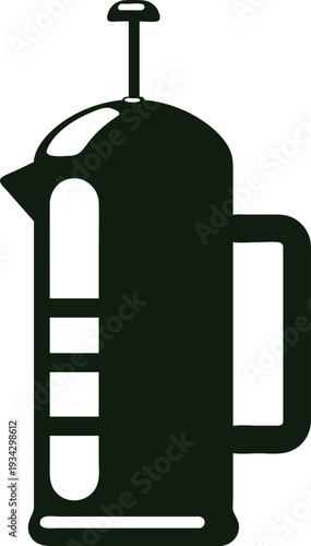 French press coffee maker brewing hot beverage