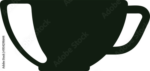 Dark coffee cup silhouette for morning beverage icon