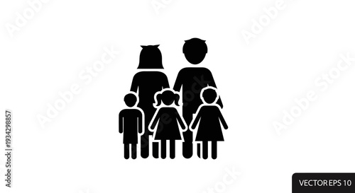 Family illustration featuring multiple generations standing together in a simple, vector graphic
