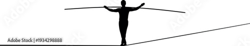 Sports silhouette of a person balancing on a high wire