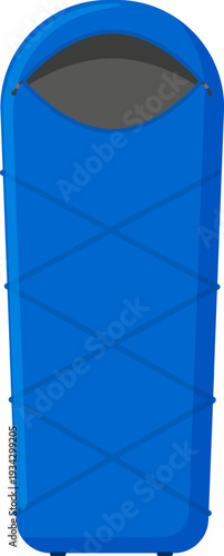 Blue sleeping bag for outdoor camping and adventure travel